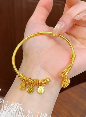 金店同款平安喜乐盘缠开口手镯