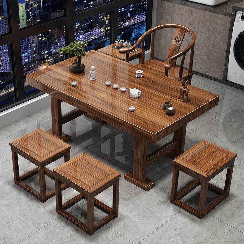 阳台大板茶桌椅组合新中式实木办公室客厅家用小型功夫茶几泡茶桌,淘宝优惠券,粉丝福利购,淘宝优惠卷