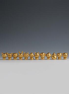 全套黄铜生肖饰品，蛇，鼠，牛，虎，兔，龙，马，羊，猴，鸡，狗