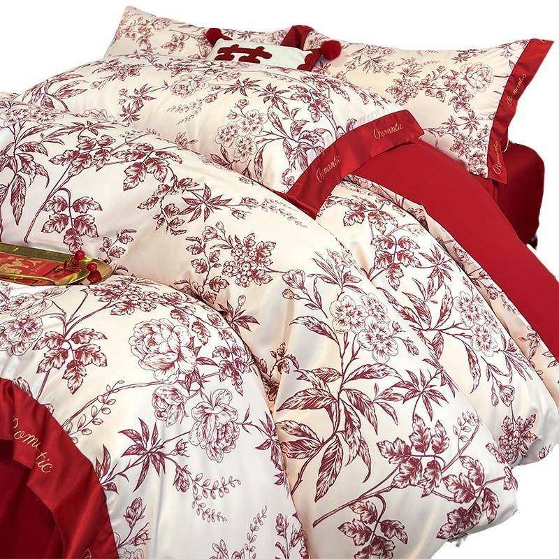 红床色婚床上四件套喜庆婚被套EX240926嫁新婚礼床单笠结婚轻庆奢,淘宝优惠券,粉丝福利购,淘宝优惠卷