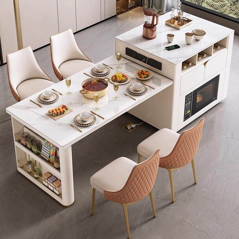 ELH岛体台轻奢餐桌一缩带电磁炉家简用现代约餐厅微波伸炉饭桌椅,淘宝优惠券,粉丝福利购,淘宝优惠卷