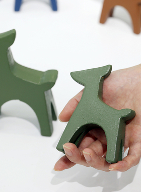 莫兰迪色软装动物摆件 创意玄关小鹿装饰品 北U欧餐厅布置道具