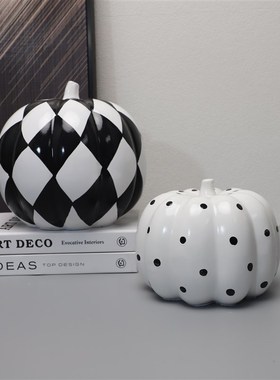 轻奢黑白格f纹树脂摆件家居摆台简约样板间客厅玄关桌面装饰品