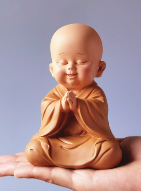 禅意智慧小和尚摆件古风佛系可E厅书房桌面装饰品创意祝送礼