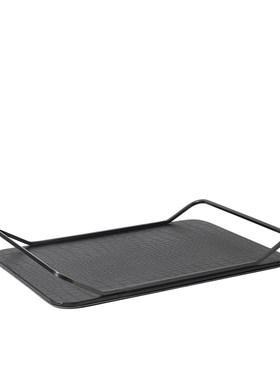 极居收纳置物盘摆件皮t革金属创意托盘样板房间软装饰品