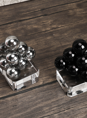 北欧轻奢葡萄水晶电镀创意球形几何摆件N样板房软装饰品摆件