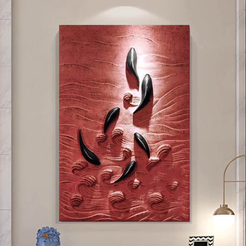 简家约居鱼图客厅装饰画创意立体浮DBU雕画大气实玄关走廊过物道,淘宝优惠券,粉丝福利购,淘宝优惠卷