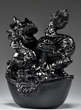 黑色实龙摆件角木雕刻十二生肖龙客厅电视柜电视79983605柜补黑装