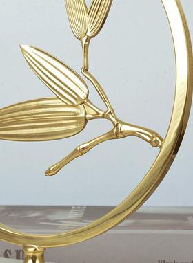 奢家创居轻书房竹叶圈意竹叶圈客厅摆件办公桌厅客室内简约工艺装