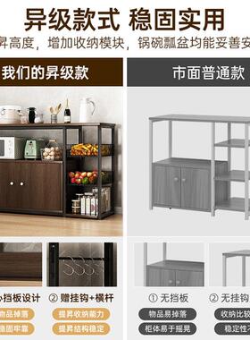 门餐体边柜一体靠墙置物架落地多层带收纳柜家用橱柜厨房JJT台一