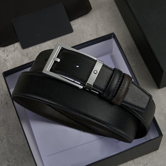 2025 New Men's Belt Luxury Big Brand Letter Double-Sided Belt Formal Genuine Cowhide Leather Pants Belt Hexagonal Star Buckle