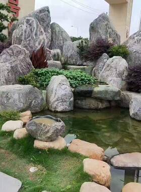 英造景假山太湖石假林山水池鱼池造景石头园山景假观德大型假山水