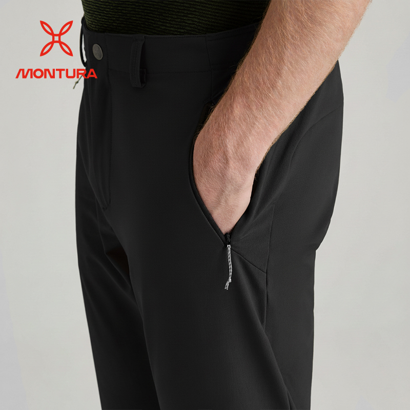 MONTURA轻量化GROOVE直筒软壳裤户外运动长裤男黑色 防风防泼水 - 图2
