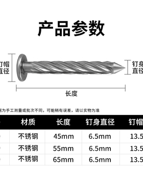 沪心不锈钢螺纹钉镀锌防盗网固定钉麻花钉钢钉水泥钉压爆螺纹钉M8