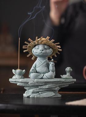 新中式二十生肖灵蛇蛇大招财茶宠摆件草帽香20241122插家居客厅桌