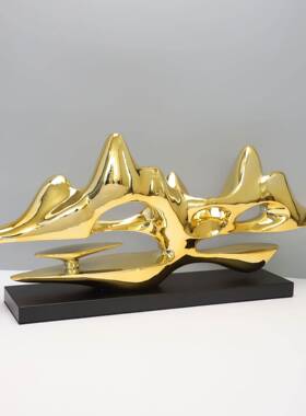 1095新中式树售脂富贵山软饰品样店板间楼部酒客厅装书柜玄关桌面