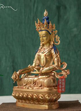 大千善缘藏传纯铜鎏金佛像 密宗地藏王菩萨供奉摆件装饰品