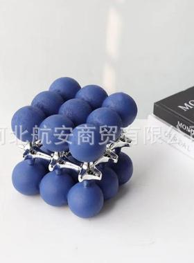 现代LQW简约创树脂魔几何电镀树脂摆方件样板房售楼处桌意面茶几