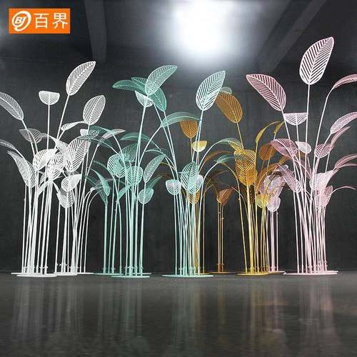 仿真植铁窗艺芭蕉商场美陈橱装饰婚礼布置摆件物SSM叶景区主题道 - 图0