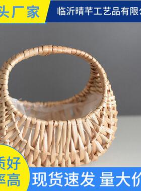 花篮藤编编织篮子手提手工花童插花柳编创意拌手礼花店花篮