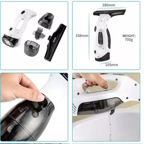 热销 20W 白色无绳可充电自动便携式玻璃清洁器擦窗器,带 2200mA - 图1