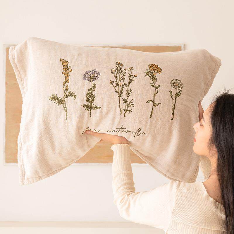 花束枕巾纯棉布一纱对装家用柔软头毛巾小清新吸汗透防LWB气头枕,淘宝优惠券,粉丝福利购,淘宝优惠卷