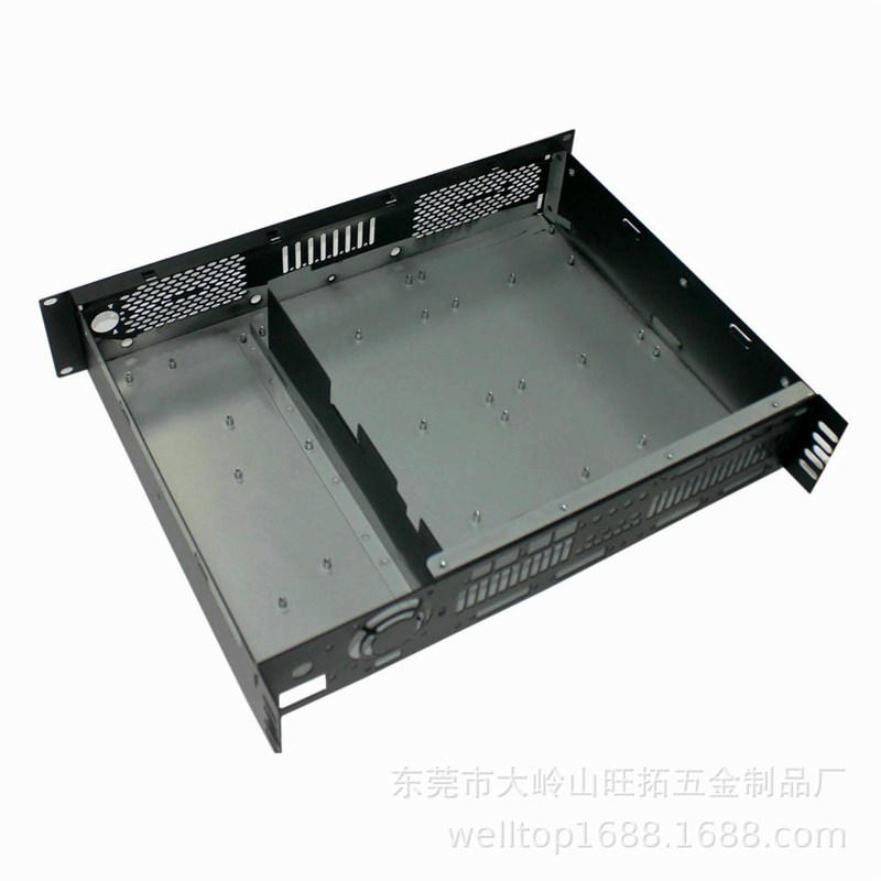 Small batch sheet metal bent aluminum profile shell manufacturer computer case base drilled rivets audio amplifier backplane