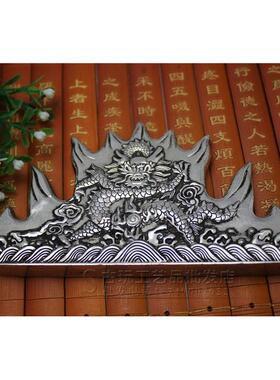 古杂项双铜玩器收藏厂家现YX-2020-货复古立体白面龙花纹铜笔架