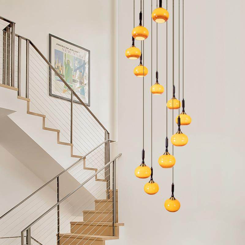 日t式中别古风复实木楼梯长吊灯复式96楼民古宿墅客厅挑空旋转lof,淘宝优惠券,粉丝福利购,淘宝优惠卷