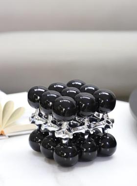 现代简约几何立方体珠点圆艺术摆件球厅卧家室玄客关酒1850店居装