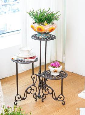 阳Sungmor欧铸铁花盆架置物架花庭院户外式台铁艺复古装饰摆th$*&