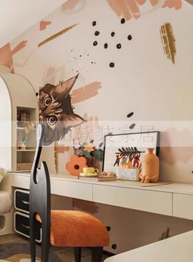 P-52013-现样板间儿代笔童房暖色系饰品摆件女孩书桌组合花艺筒创