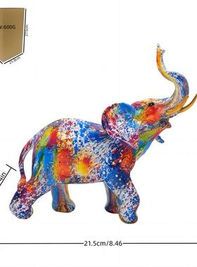 创意多色大象书架艺装D2457饰品品家居书房装饰品工桌面摆彩设