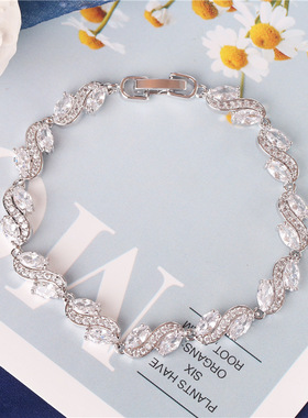 新款欧美风格款创意款手环时尚潮人跨境 配饰铜锆石女士手链