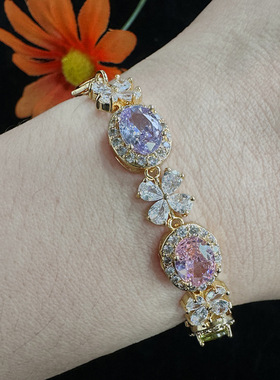 新款欧美风格时尚潮人跨境配饰女士创意款手环简约铜锆石蝶恋花