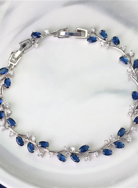 欧美款新款时尚潮人跨境 配饰复古花环铜锆石手女士创意款手环