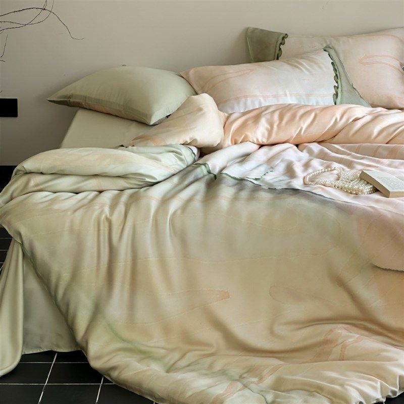 轻奢简约渐变色兰精天丝四件套丝滑裸睡亲肤被套1.8m床单床上用品,淘宝优惠券,粉丝福利购,淘宝优惠卷