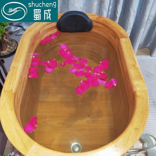 蜀成加高深桶浴缸泡澡木桶小无品牌/户型家浴用泡澡桶木坐成人式 - 图2