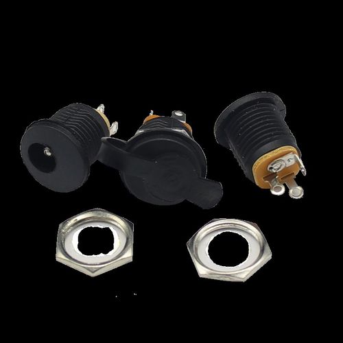 dc-022A 电源线母头 dc电源插头插座 面板安装带卡位 dc座防水帽 - 图0