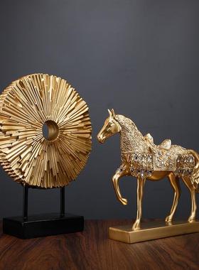 马到成功件办公室创意现代SQJ家轻摆奢居饰品客厅电视摆柜工艺品