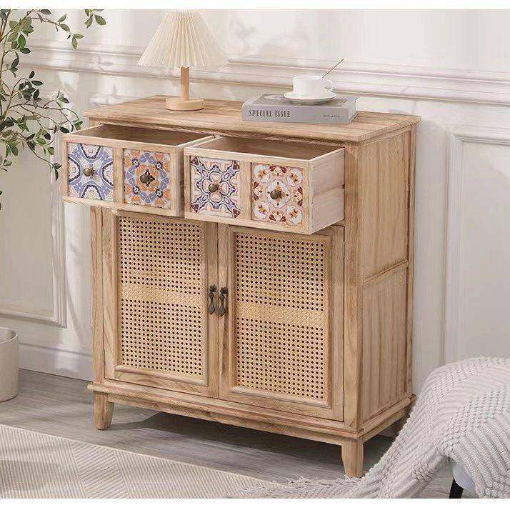 M*编实木收纳藤储物柜复6810古餐边柜玄式关茶水柜斗柜子客厅边柜,淘宝优惠券,粉丝福利购,淘宝优惠卷