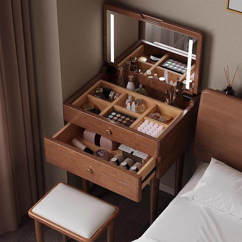 实梳妆台迷你木翻盖化窄妆桌小型卧室简头约带灯超床柜化妆台QPH,淘宝优惠券,粉丝福利购,淘宝优惠卷