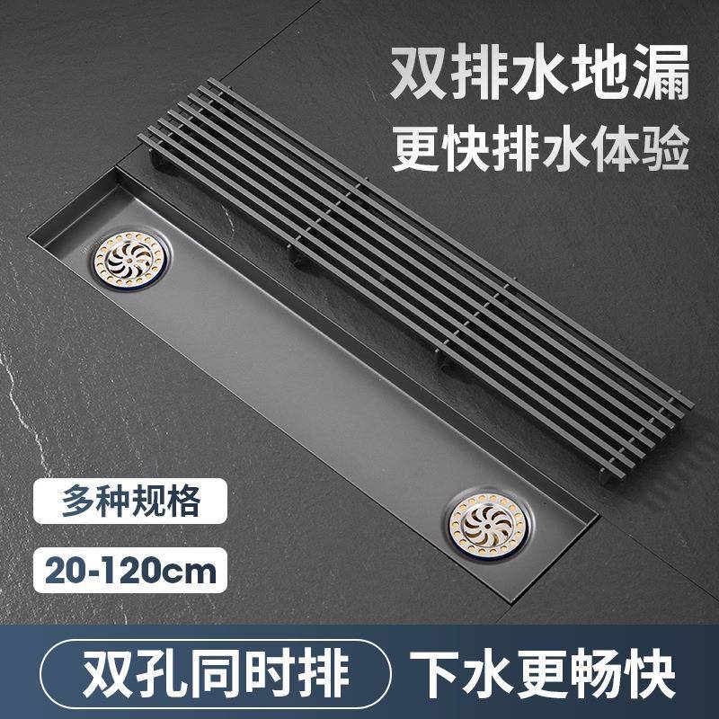 双水孔地漏双DEI长条形不锈排钢排304防臭地漏大量加长方形水槽排 - 图1