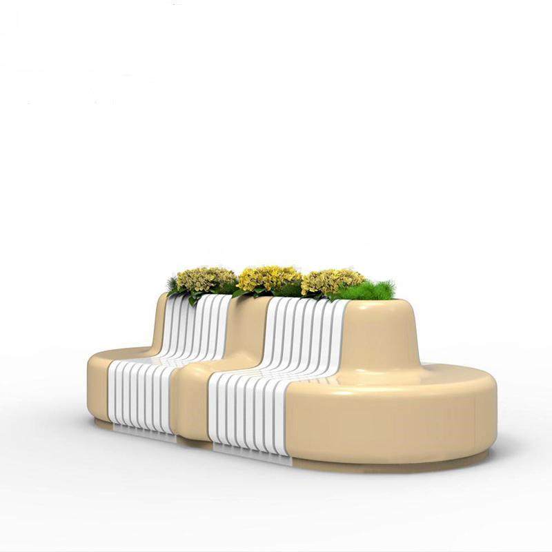 玻璃钢花盆座椅木纹多人位休息座椅商场中庭美陈广场写字楼家具,淘宝优惠券,粉丝福利购,淘宝优惠卷