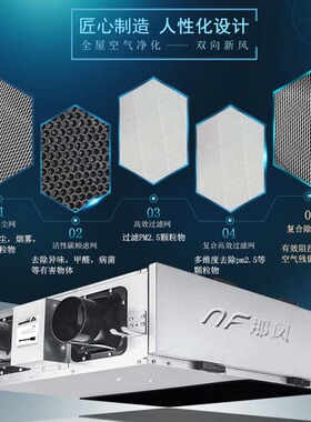 那风新风系统家用全热交换器静音商用通风换气机中央吊顶新风机