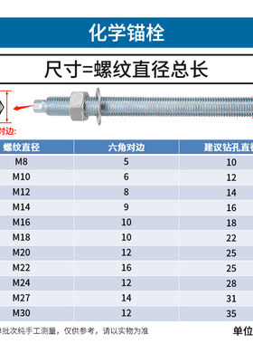 4.8级化学螺栓8.8级化学锚栓化学膨胀螺丝含药剂m10m12m16m20m24