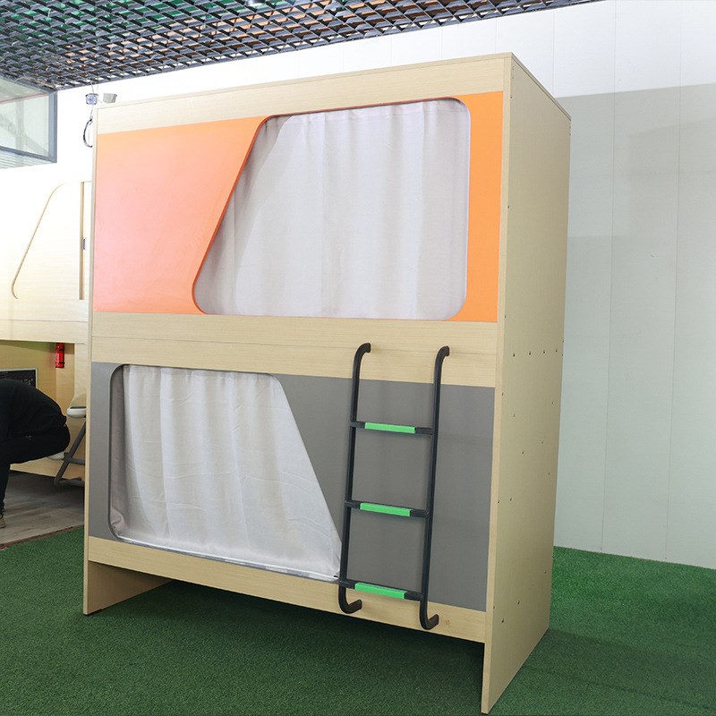 民宿酒店公寓床学校宿舍全包上下床厂太空舱床青年旅舍实木双层床 - 图1