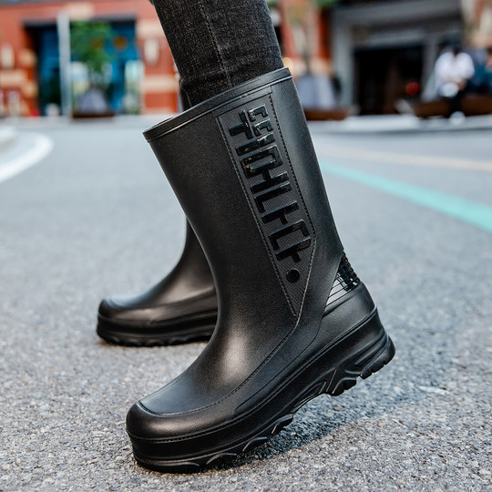 千牧芙德系中筒雨鞋男防滑防水加绒雨靴秋冬洗车工作胶鞋钓鱼水鞋