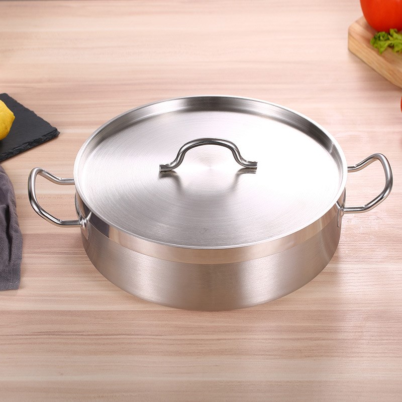 304不锈钢三汁焖锅专用复合底锅双耳清汤锅鸳鸯锅火锅汤锅海鲜锅 - 图3