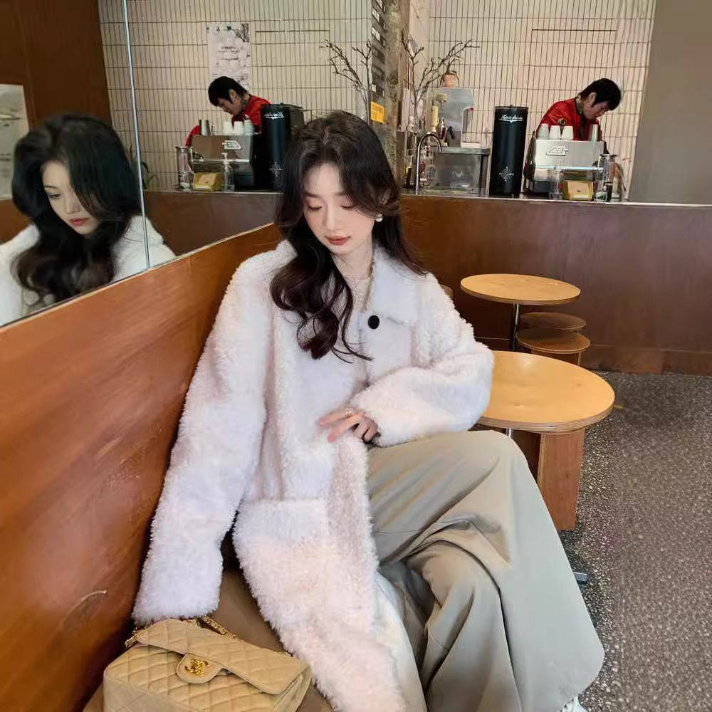 西雅图25冬新款真羊羔毛羊剪绒皮毛一体大衣女中长款宽松皮草外套,淘宝优惠券,粉丝福利购,淘宝优惠卷